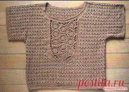 Кофточка с овальной вставкой из мотивов. - Все в ажуре... (вязание крючком) - Страна Мам
