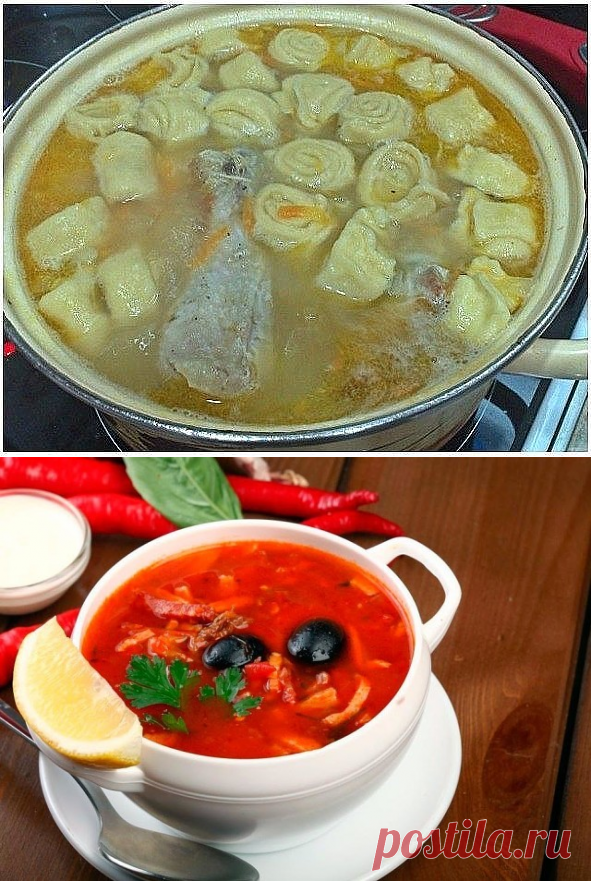 суп с чесночными галушками, солянка