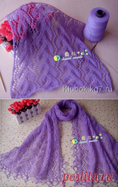 Красивый узор для палантина или шарфа | Клубок