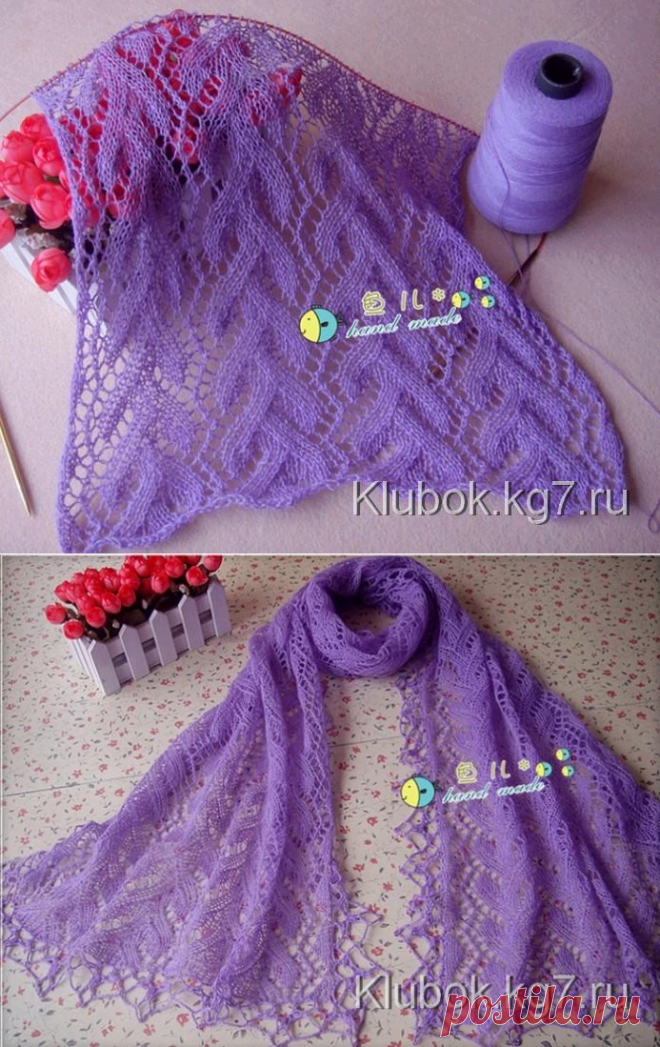 Красивый узор для палантина или шарфа | Клубок