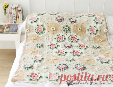 Плед «Цветочный сад»: вязание крючком из мотивов .