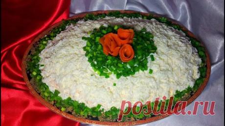 Новогодний салат "Снежка". Сытный салат с мясом