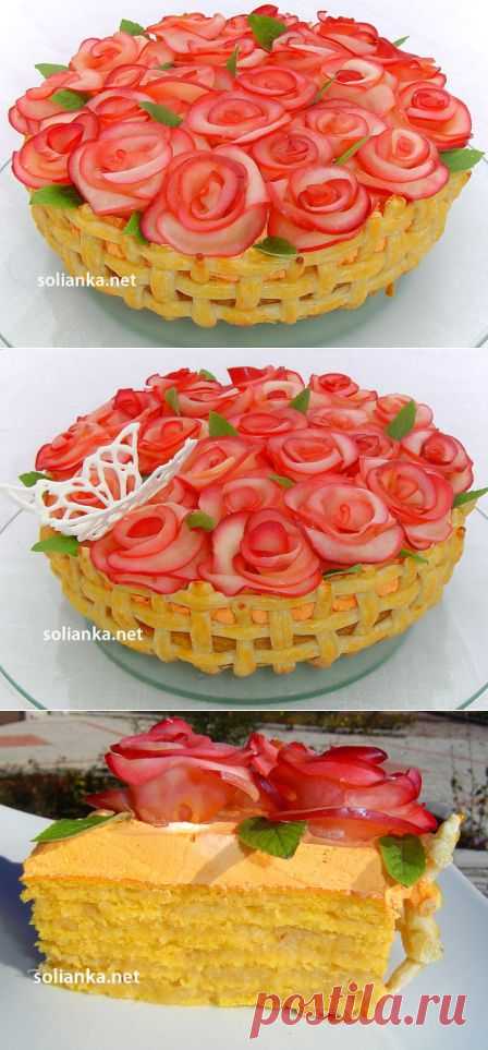 Торт «Корзина алых роз» - удивительной красоты вкусняшка!