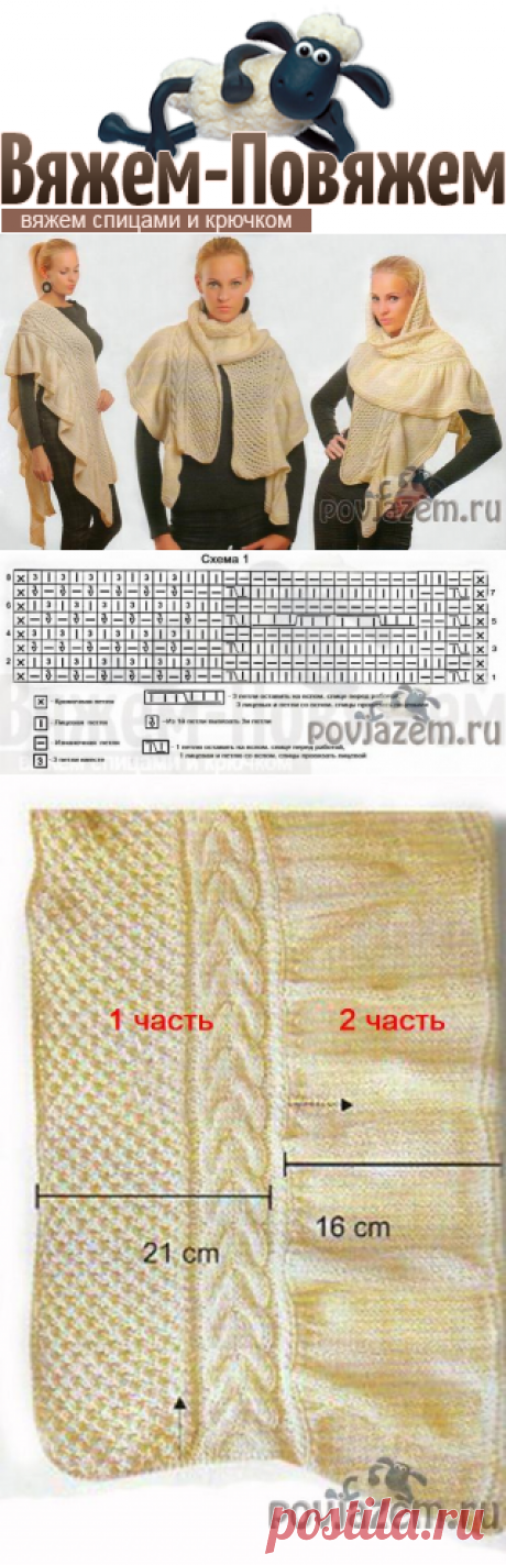 Палантин спицами «Леди»
