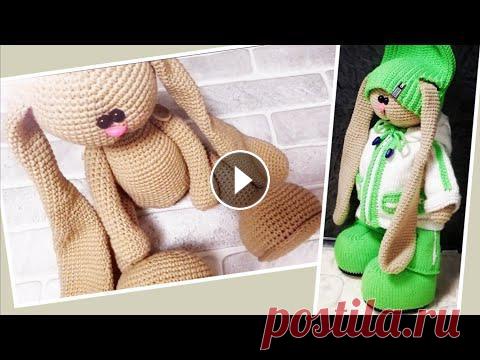 Связать зайку в стиле тильда крючком(одежда в описании). Идея игрушки принадлежит Бэлле Макеевой. Подробный мастер класс по вязанию игрушки .Пoлный сборник зайчика от а до я . это видео получилось длинным но...