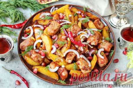 Рецепт: Жареное мясо с картофелем (по-грузински) на RussianFood.com
