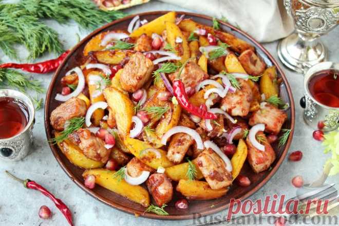 Рецепт: Жареное мясо с картофелем (по-грузински) на RussianFood.com
