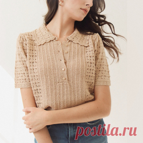 Вязаное поло с ажурным узором