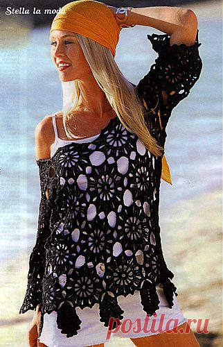 Черный ажурный пуловер.