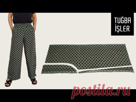 Very Easy Palazzo Trouser Cutting and Sewing (With Side Pockets) | Tuğba İşler
