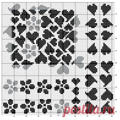 Вышивка &quot;ЦВЕТЫ И СЕРДЕЧКИ&quot;-