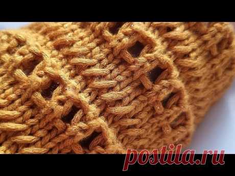 Секционный узор спицами из ленточной пряжи❤️🧶knitting pattern❤️bunana.
