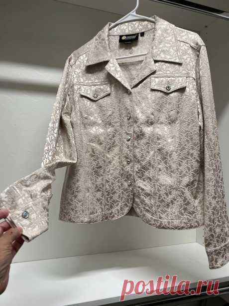 NWOT christine alexander jacket Large Cream Brocade DRESSY Fire Crystal Buttons | eBay