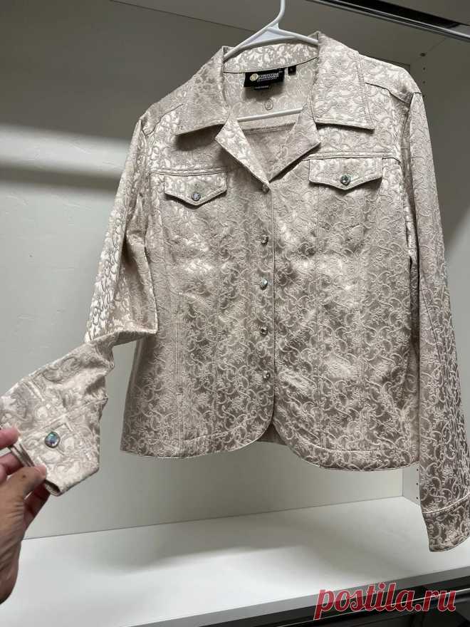 NWOT christine alexander jacket Large Cream Brocade DRESSY Fire Crystal Buttons | eBay