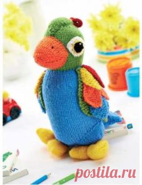 Jason Parrot Free knitting pattern. Pattern category: Baby Toys. DK weight yarn. 150-300 yards. Features: 3D. Intermediate difficulty level.