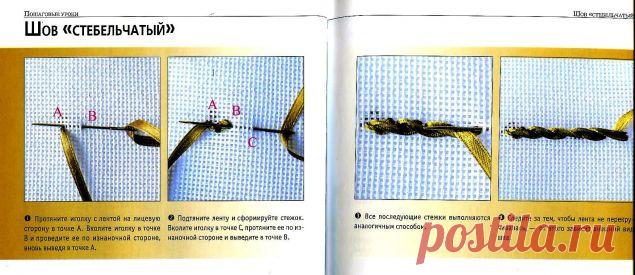 Техника исполнения швов в вышивке лентами / Вышивка / Вышивка лентами