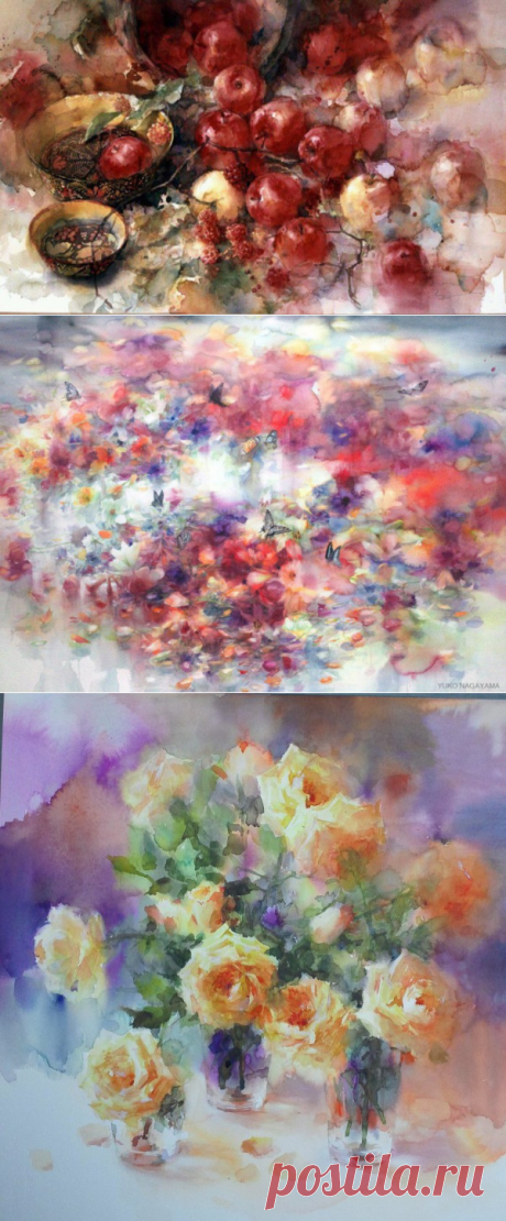 Художник Yuko Nagayama.Натюрморты. Акварель