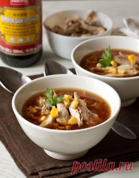 Рецепт  с пошаговыми фото``Куриный суп с кукурузой и яйцом``