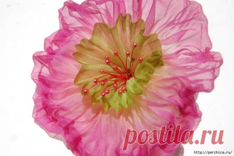 Как смастерить цветок из ленты Shibori