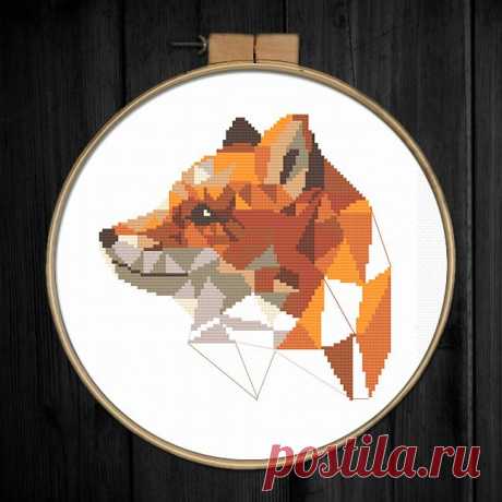 Geometric fox cross stitch pattern Animal wall art Fox cross | Etsy