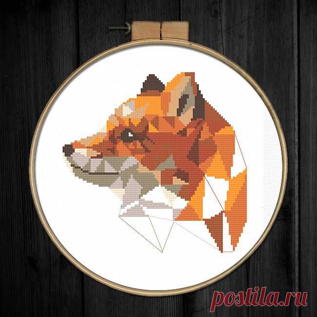 Geometric fox cross stitch pattern Animal wall art Fox cross | Etsy