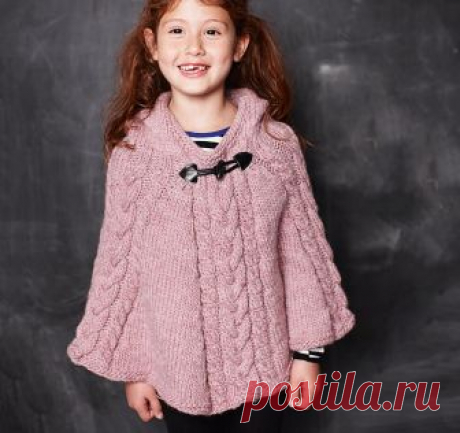 Пончо с капюшоном для девочки - схема вязания спицами. Вяжем Пончо на Verena.ru