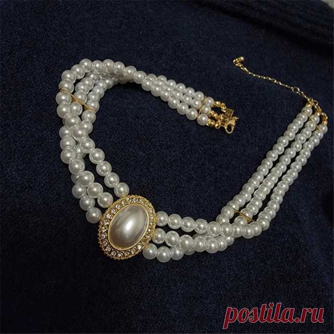 Женское ожерелье-чокер с жемчужинами | AliExpress