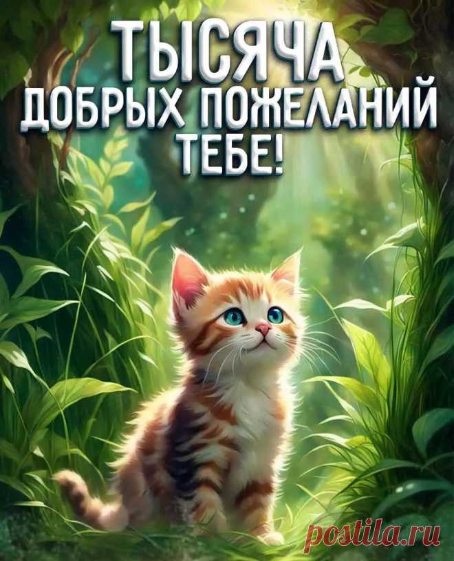 Открытка доброе утро с котиком и пожеланиями, картинка доброго дн