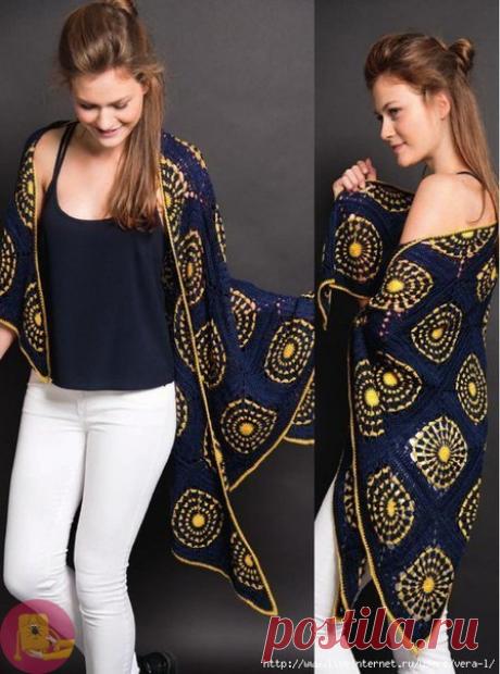 Шаль из квадратов с геометрическими узорами — Сделай сам, идеи для творчества - DIY Ideas