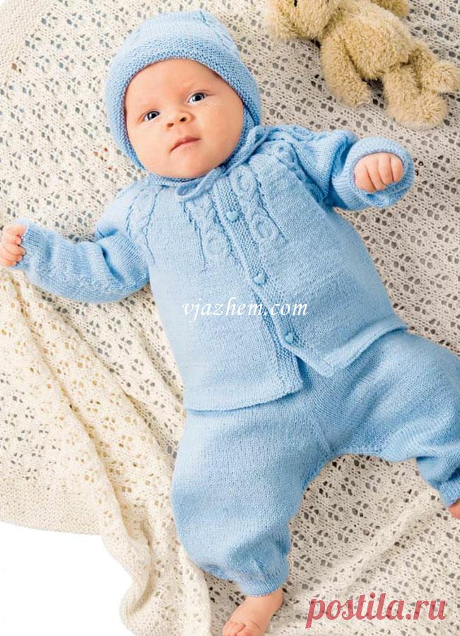 Жакет комбинезон и шапочка для грудничков