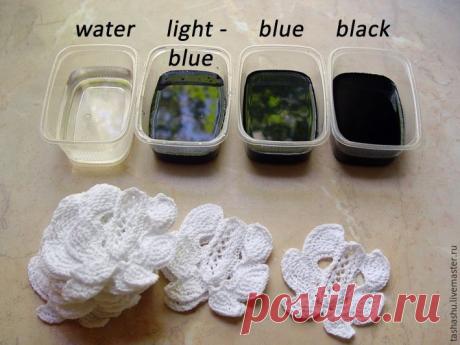 Красим вязаный цветок - Ярмарка Мастеров - ручная работа, handmade