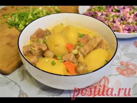 Жаркое с мясом и грибами в сметанном соусе по-домашнему! Блюдо проверенное веками!