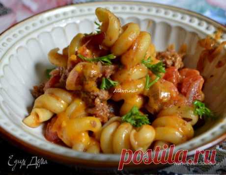 Печать рецепта Итальянская паста с мясным соусом