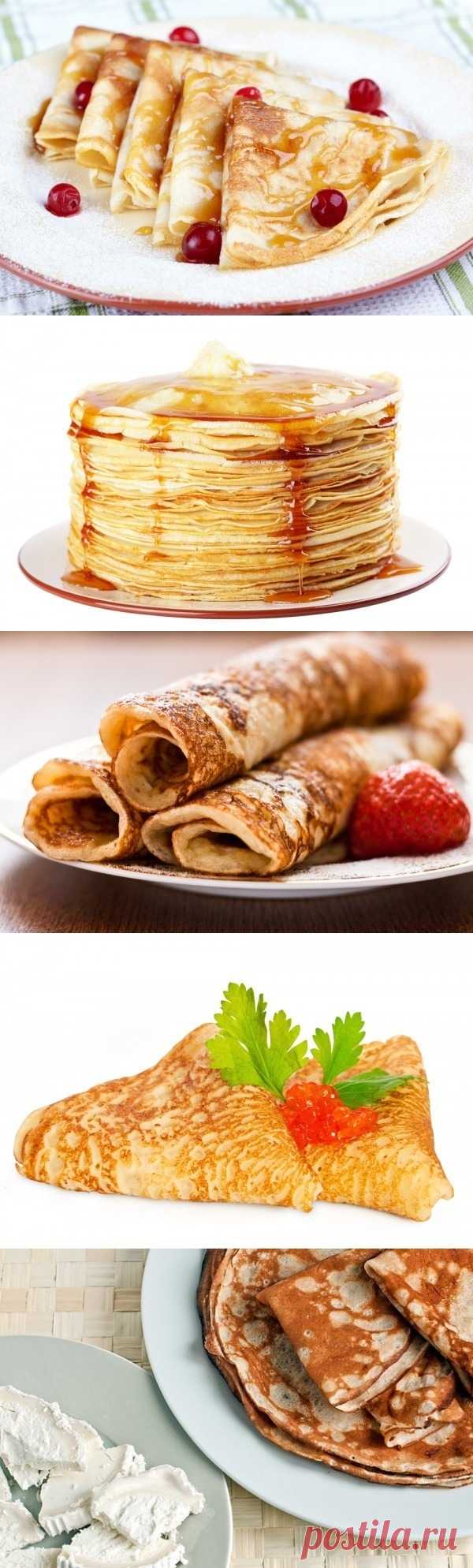Как приготовить блины: ТОП-5 рецептов. (Рецепты по клику на картинку).
