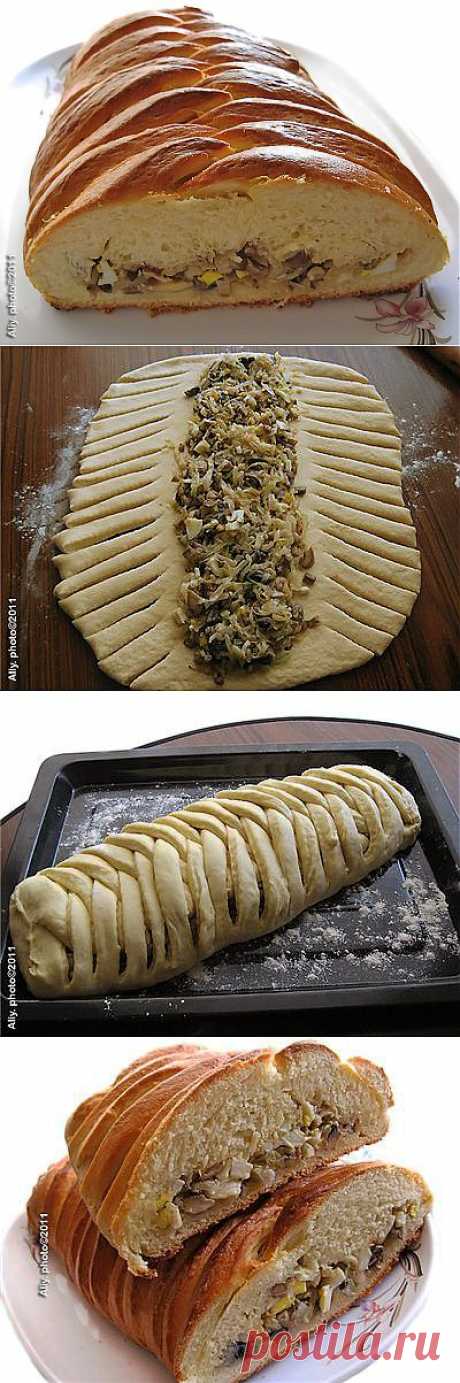 Кулебяка с капустой и грибами.