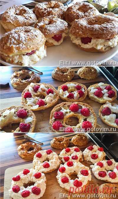 Пирожные Paris–Brest с малиново-личиевым кремом. Фото-рецепт / Готовим.РУ
