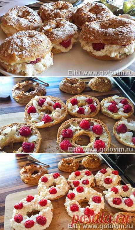 Пирожные Paris–Brest с малиново-личиевым кремом. Фото-рецепт / Готовим.РУ