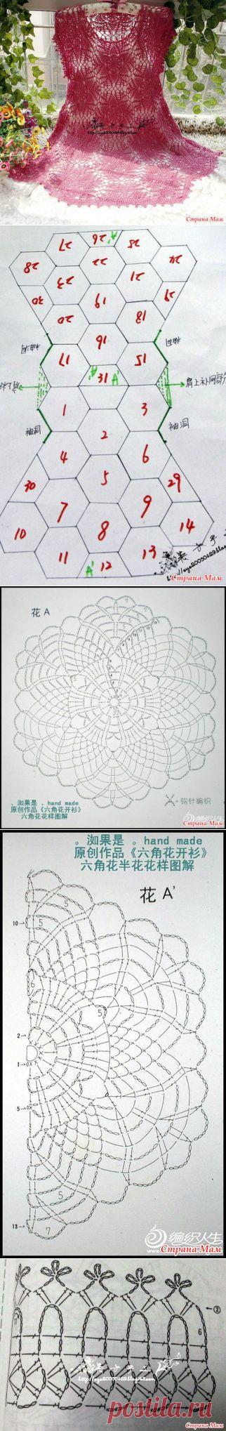 . Нежные цветы. Ажурная туника. - Все в ажуре... (вязание крючком) - Страна Мам