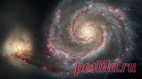 Спиральная галактика M51 (Водоворот) скачать фото обои для рабочего стола