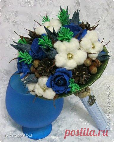 Ручной букет с хлопком + мини МК | Страна Мастеров