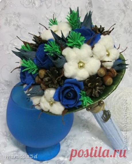 Ручной букет с хлопком + мини МК | Страна Мастеров