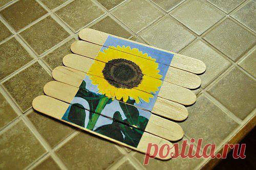 Простая поделка из бросового материала. Пазл из палочек от мороженого / Поделки из природного материала своими руками для детей, фото, картинки, мастеркласс / Ёжка - стихи, загадки, творчество и уроки рисования для детей