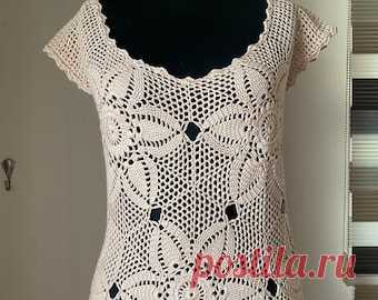 Filet Roses Crochet Dress 45A