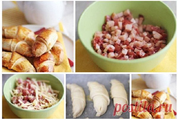 Круассаны с сыром и ветчиной к завтраку: быстрый рецепт