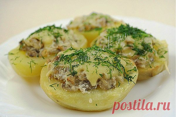 Картофельные «лодочки» с грибами, рецепт с фото.