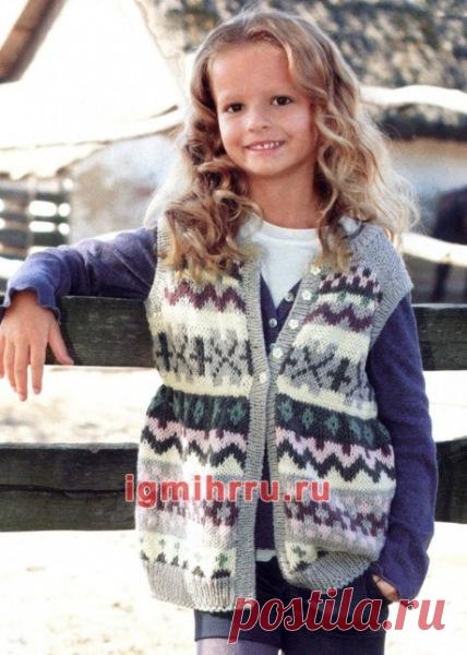 Вяжем жилеты для девочек спицами, большая подборка схем и описаний - svjazat.ru