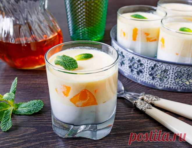 Рецепт сметанного желе с орехами и персиками на Вкусном Блоге