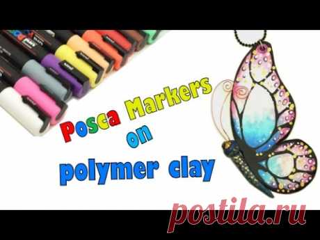 POSCA markers on polymer clay (Fimo soft)- Butterfly- tutorial (ENG)- This video is a collaboration with "La Petite Epicerie" La Petite Epicerie send me some POSCA markers and I bought a few more to complete the set. I c...