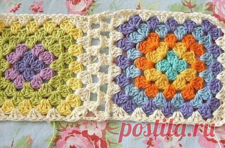 Связываем крючком квадратные мотивы