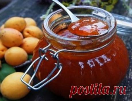 КАК СВАРИТЬ АБРИКОСОВЫЙ ДЖЕМ | На килограмм ягод: 1,1 кг сахара, палочка корицы и 130 мл. яблочного сока. | Абрикосы чистят от косточек и перемалывают блендером. Пюре смешивают с сахаром, кладут в него палочку корицы и доводят до кипения. Затем джему дают остыть 7-8 часов. Затем доводят джем до кипения и варят до загустения на среднем огне 20-30 минут. За 10-15 минут до готовности добавляют яблочный сок. Коричную палочку вынимают, а джем закатывают в стерилизованные банки.